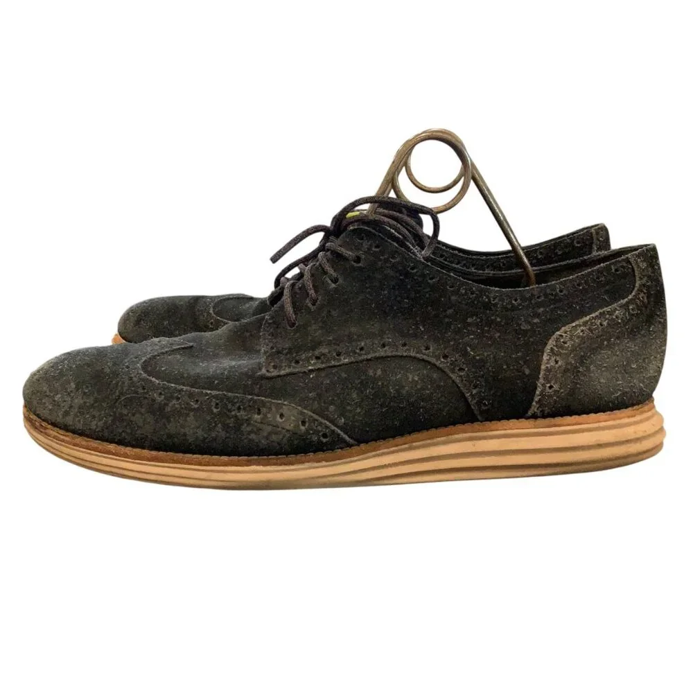 Cole Haan‎ Lunargrand Wingtip Black Suede Brogue Oxford Sneakers Men's 13